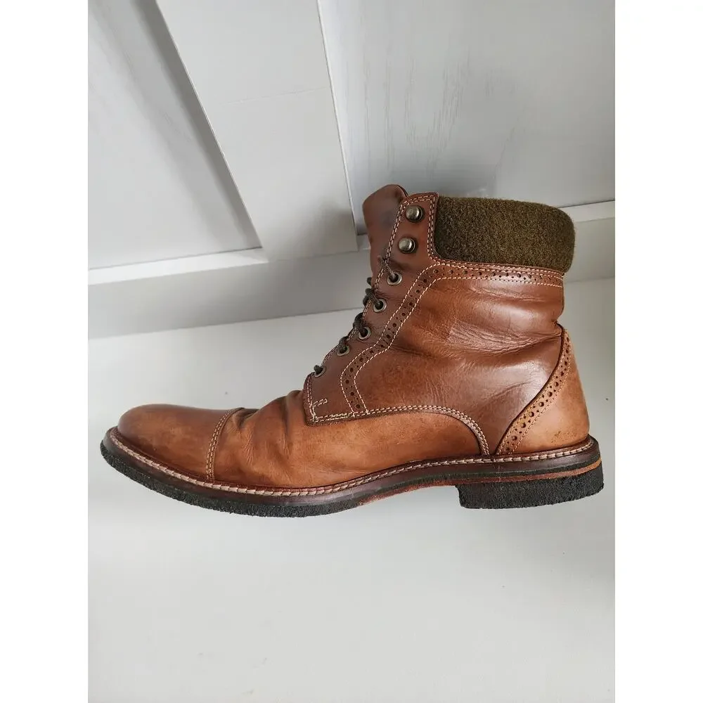 Johnston & Murphy Men’s SZ‎ 10 Forrester Cap Toe Boot Tan Calfskin 27-1776